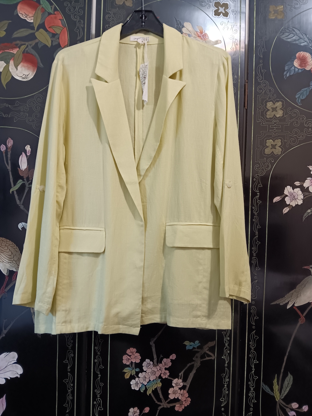 Mystree Pale Yellow Relaxed Notch Lapel Blazer